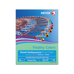 Xerox Vitality Colors Pastel Plus Color Multi-Use Printer & Copy Paper, Green, Letter (8.5in x 11in), 500 Sheets Per Ream, 24 Lb, 30% Recycled