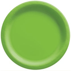 Amscan Round Paper Plates, Kiwi Green, 10in, 50 Plates Per Pack, Case Of 2 Packs