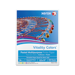 Xerox Vitality Colors Pastel Plus Color Multi-Use Printer & Copy Paper, 1 Ream, Assorted, Letter (8.5in x 11in), 500 Sheets Per Ream, 24 Lb, 30% Recycled