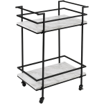 Honey Can Do 2-Tier 16in Rolling Bar Cart, Black/White