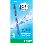 Pilot B2P "Bottle To Pen" Retractable Ballpoint Pens, Fine Point, 0.7 mm, , Transparent Blue Barrel, Blue Ink, Pack Of 12