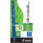 Pilot Acroball Colors Retractable Advanced Ink Pens, Medium Point, 1.0mm, Blue Barrel, Blue Ink, Pack of 12 Pens