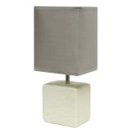 Simple Designs Petite Faux Stone Table Lamp, 11-13/16inH, White Base/Gray Shade