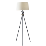 Adesso Benson Floor Lamp, 60inH, White Shade/Black Base