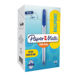 Paper Mate InkJoy 50ST Stick Ballpoint Pens, Medium Point, 1.0 mm, Clear Barrels, Blue Ink, Box of 60