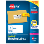 Avery TrueBlock Shipping Labels With Sure Feed Technology, 5163, Rectangle, 2in x 4in, White, Pack Of 1,000