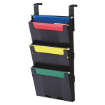 Deflecto 3-Pocket Partition Pocket System, 25inH x 12-5/8inW x 3-15/16inD, Black