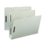 Nature Saver 1/3-Cut Pressboard Fastener Folders, Letter Size, 3in Expansion, 75% Recycled Gray Green, Box Of 25