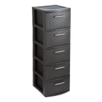 Inval Infinity 5-Drawer Storage Cabinet, 39inH x 12-5/8inW x 14-5/8inD, Espresso