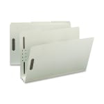 Nature Saver 1/3-Cut Pressboard Fastener Folders, Legal Size, 3in Expansion, 75% Recycled, Gray Green, Box Of 25