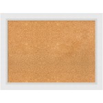 Amanti Art Cork Bulletin Board, 32in x 24in, Natural, Blanco White Wood Frame