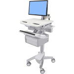 Ergotron StyleView Cart with LCD Arm, 2 Tall Drawers (2x1) - Up to 24in Screen Support - 37.04 lb Load Capacity - Floor - Plastic, Aluminum, Zinc-plated Steel