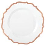 Amscan Ornate Premium Plastic Plates With Trim, 7-3/4in, White/Rose Gold, Pack Of 20 Plates