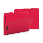 Sparco Color Fastener Folders With 2-Ply Tabs, Letter Size, Red, Box Of 50