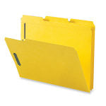 Sparco Color Fastener Folders With 2-Ply Tabs, Letter Size, Yellow, Box Of 50