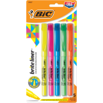 BIC Brite Liner Highlighters, Pack Of 5, Chisel Point, Assorted Color Ink