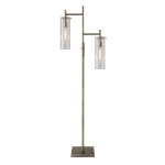 Adesso Dalton Floor Lamp, 64 1/4inH, Clear Shade/Brass Base