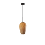 Adesso Hugo Pendant Lamp, 15inH x 8inW, Brown Shade/Black Base