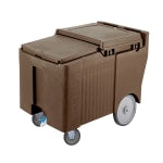 Cambro SlidingLid Ice Caddy, Rear 10in Easy Wheels, 175-Lb Capacity, Dark Brown