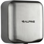 Alpine Industries Hemlock 220-Volt Commercial Automatic High-Speed Electric Hand Dryer With Wall Guard, Brushed Silver