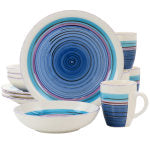 Gibson Home Richvale 12-Piece Dinnerware Set, Blue