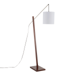 LumiSource Arturo Floor Lamp, 60inH, White Shade/Walnut Base