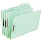 Pendaflex Extra-Sturdy Pressboard Fastener Folders, 3in Expansion, 8 1/2in x 14in, Legal Size, Light Green, Pack Of 25