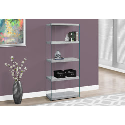 Monarch Specialties Open-Concept 60inH 5-Shelf Bookcase, Gray Cement-Look