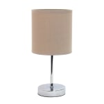 Creekwood Home Nauru Petite Metal Stick Table Lamp, 11-7/8inH, Gray Shade/Chrome Base