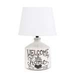 Simple Designs Ceramic Farmhouse Accent Table Lamp, 13-3/4inH, White