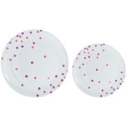 Amscan Round Hot-Stamped Plastic Plates, Pink, Pack Of 20 Plates