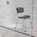 Flash Furniture Hercules Adjustable Bath And Shower Chair With Back, 33-1/4inH x 19inW x 20inD, Gray