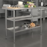 Flash Furniture Stainless Steel Work Table, 36inH x 48inW x 24inD, Silver