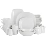 Gibson Home Classic Pearl Fine Ceramic 39-Piece Square Dinnerware Combo Set, White