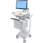 Ergotron StyleView - Cart for LCD display / keyboard / mouse / CPU / notebook / camera / scanner (open architecture) - medical - plastic, aluminum, zinc-plated steel - gray, white, polished aluminum - screen size: up to 24in - SLA Powered