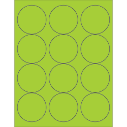 Tape Logic Labels, LL194GN, Circle, 2 1/2in, Fluorescent Green, Case Of 1,200