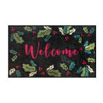 M+A Matting Message Mat, 2ft x 3ft, Welcome Holly Green