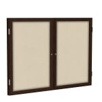 Ghent Traditional 2-Door Enclosed Fabric Bulletin Board, 36in x 48in, Beige, Walnut Wood Frame