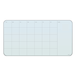 U Brands Frameless Magnetic Cubicle/Wall Glass Dry-Erase Monthly Calendar Board, 23in X 12in, Frosted White