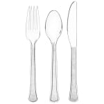 Amscan Boxed Heavyweight Cutlery Assortment, Clear, 200 Utensils Per Pack, Case Of 2 Packs