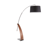 LumiSource Robyn Floor Lamp, 74inH, Black Shade/Walnut Base