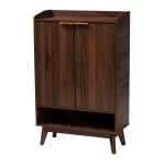 Baxton Studio Lena 5-Shelf Entryway Shoe Cabinet, Walnut