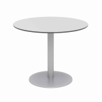 KFI Studios Eveleen 36in Round Outdoor Patio Table, 29inH x 36inW x 36inD, Silver/Fashion Gray