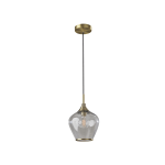 Adesso Bradford Pendant Lamp, 12-3/4inH x 9inW, Clear Shade/Antique Brass Base