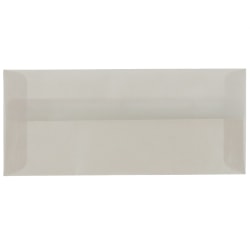 JAM Paper #10 Business Booklet Envelopes, Translucent, Gummed Closure, Platinum Silver, Pack Of 25