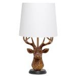 Simple Designs Woodland Antler Deer Table Lamp, 17-1/4inH, White/Copper