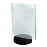 Azar Displays Acrylic Frames On Round Bases, Vertical, 8 1/2in x 11in, Clear/Black, Pack Of 10