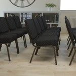 Flash Furniture HERCULES Series Stacking Church Chair, Black Dot/Gold Vein