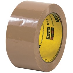 3M 371 Carton Sealing Tape, 3in Core, 2in x 55 Yd., Tan, Case Of 6