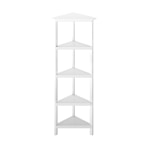 New Ridge Home Goods 60inH 5-Shelf Corner Bookcase, White